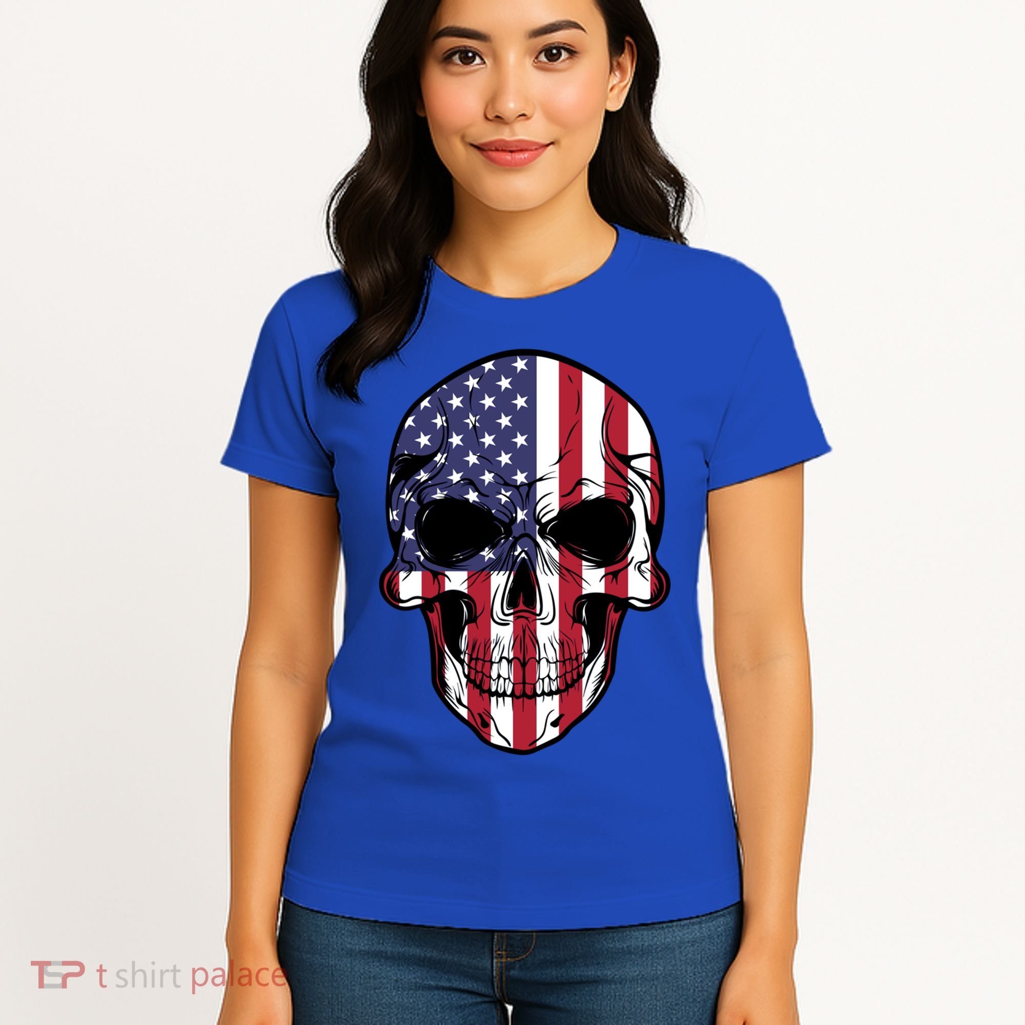 Us American Flag Patriotic Skull Gift Women's T-Shirt