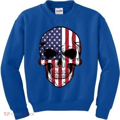 Us American Flag Patriotic Skull Gift Kids Sweatshirt
