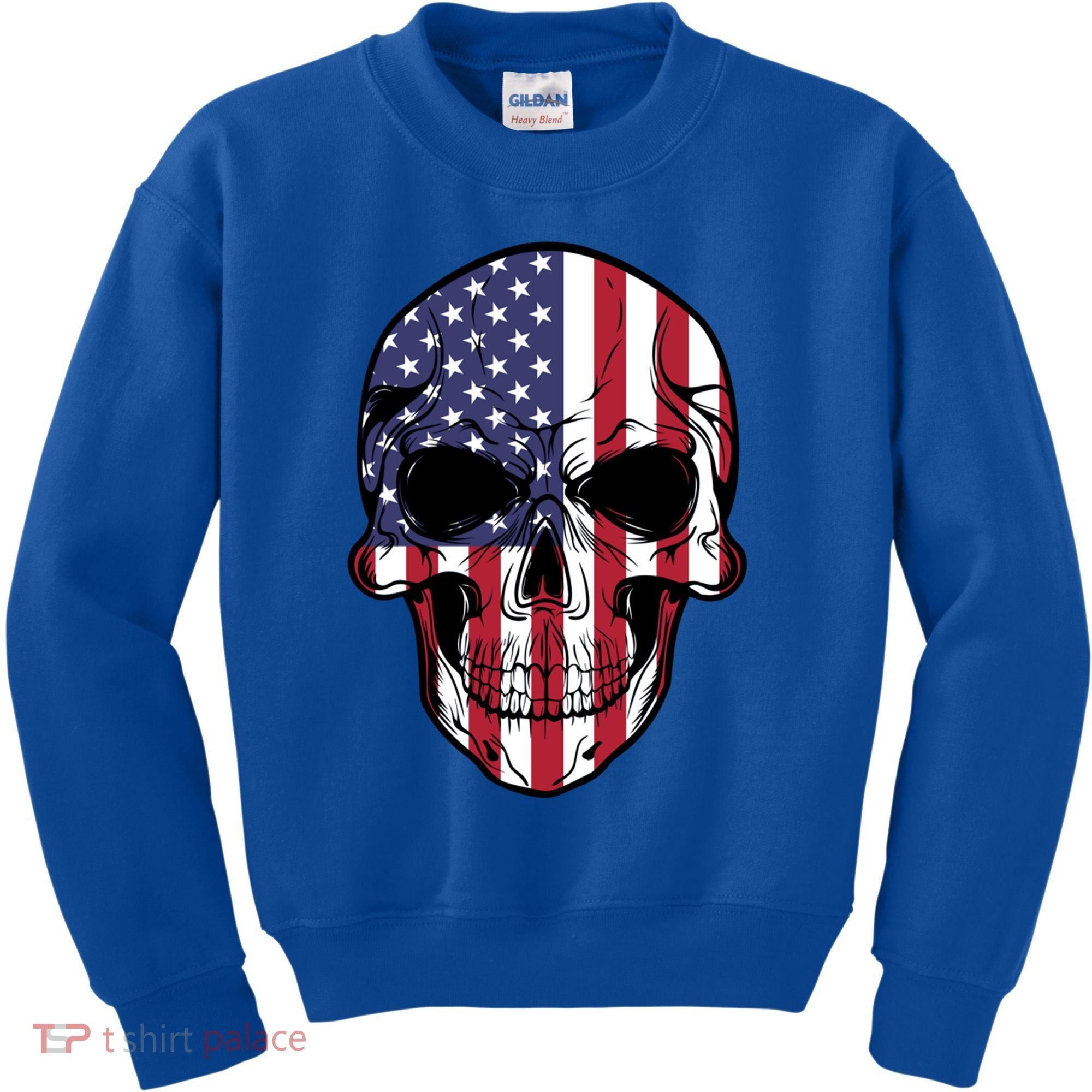 Us American Flag Patriotic Skull Gift Kids Sweatshirt