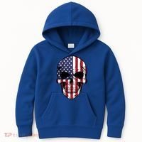Us American Flag Patriotic Skull Gift Kids Hoodie thumb 0