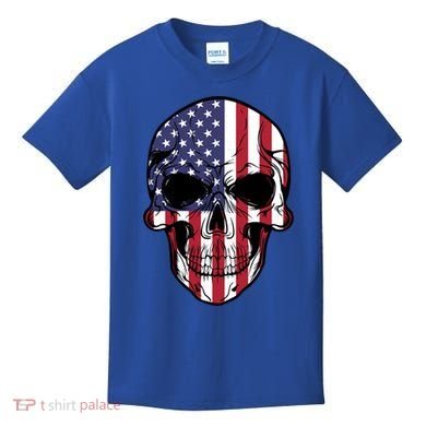 Us American Flag Patriotic Skull Gift Kids T-Shirt