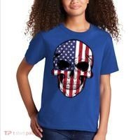 Us American Flag Patriotic Skull Gift Kids T-Shirt thumb 2