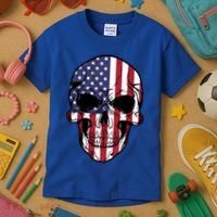 Us American Flag Patriotic Skull Gift Kids T-Shirt thumb 3