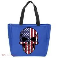 Us American Flag Patriotic Skull Gift Tote Bag thumb 0