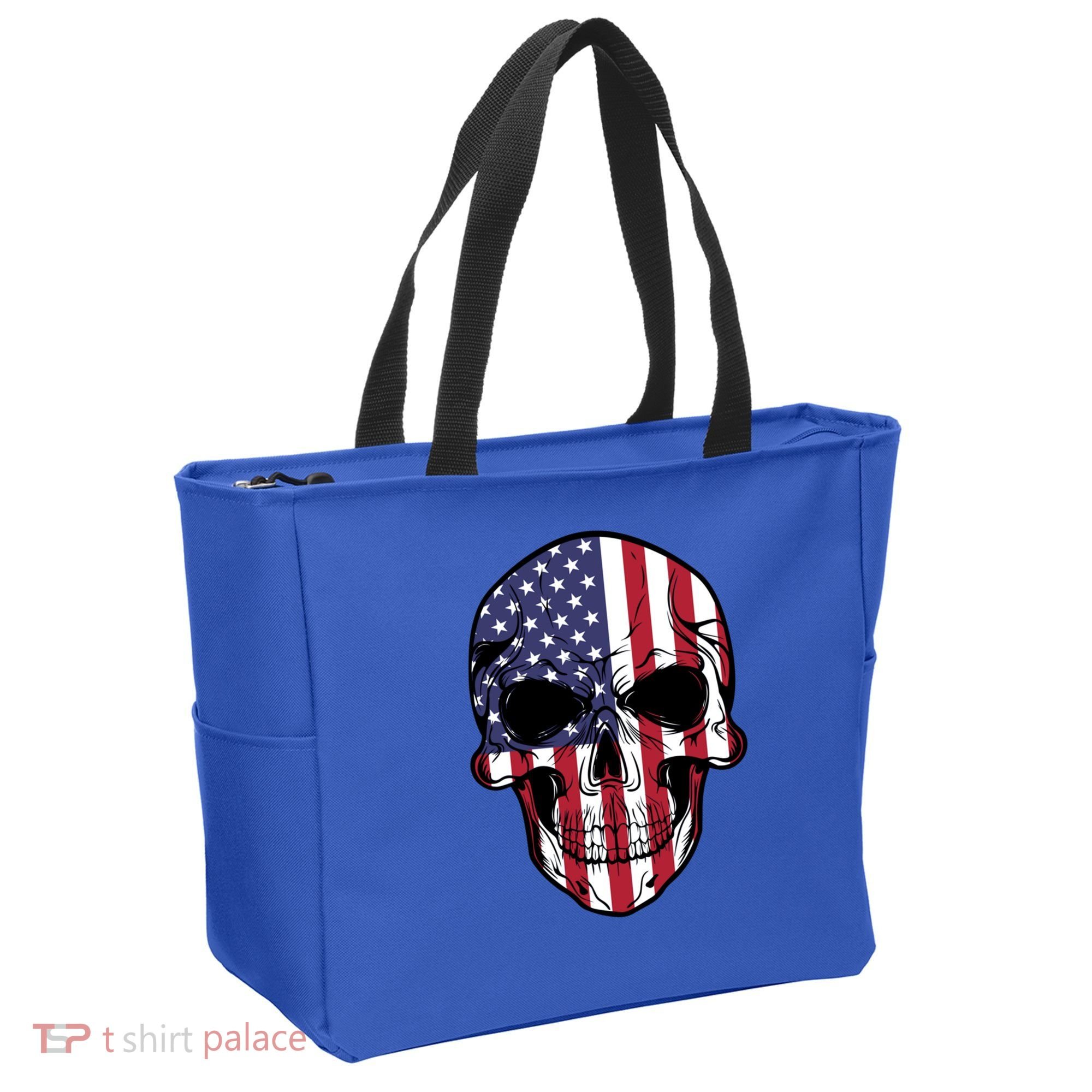 Us American Flag Patriotic Skull Gift Tote Bag