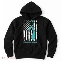 USA American Flag Teal Ribbon April Sexual Assault Awareness Hoodie thumb 0