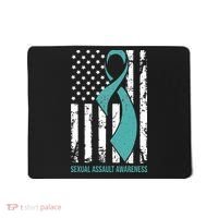 USA American Flag Teal Ribbon April Sexual Assault Awareness Mousepad thumb 0