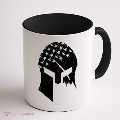 USA American Flag Warrior Skull Helmet Coffee Mug back