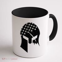 USA American Flag Warrior Skull Helmet Coffee Mug thumb 1