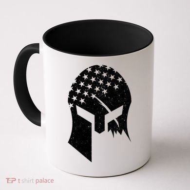 USA American Flag Warrior Skull Helmet Coffee Mug