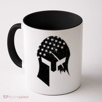 USA American Flag Warrior Skull Helmet Coffee Mug thumb 0