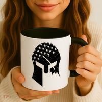 USA American Flag Warrior Skull Helmet Coffee Mug thumb 3