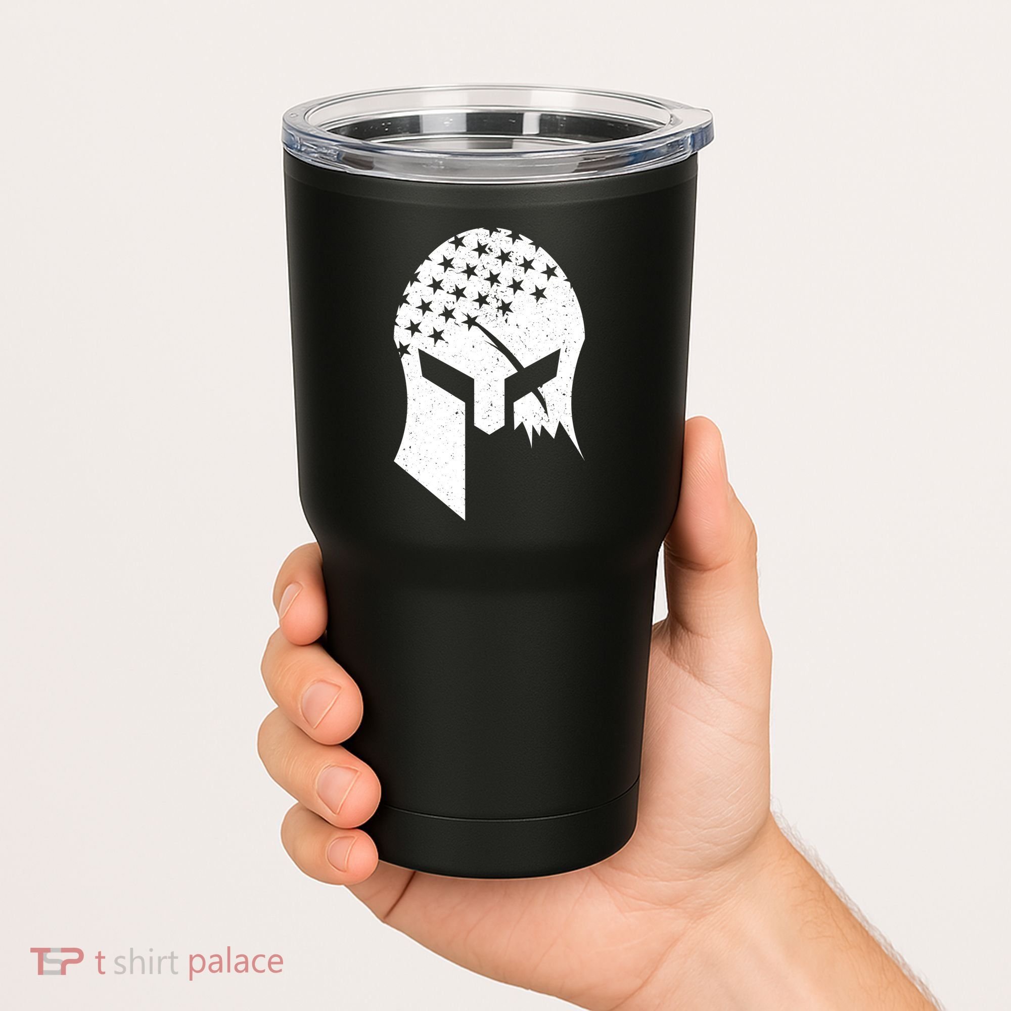 USA American Flag Warrior Skull Helmet Tumbler