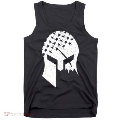 USA American Flag Warrior Skull Helmet Tank Top