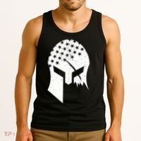 USA American Flag Warrior Skull Helmet Tank Top thumb 3
