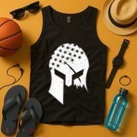 USA American Flag Warrior Skull Helmet Tank Top thumb 4