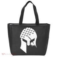 USA American Flag Warrior Skull Helmet Tote Bag thumb 0