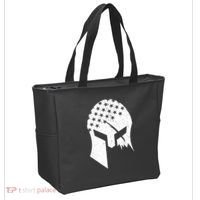USA American Flag Warrior Skull Helmet Tote Bag thumb 2