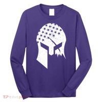 USA American Flag Warrior Skull Helmet Long Sleeve Shirt thumb 0