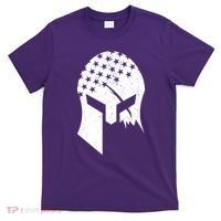 USA American Flag Warrior Skull Helmet T-Shirt thumb 0