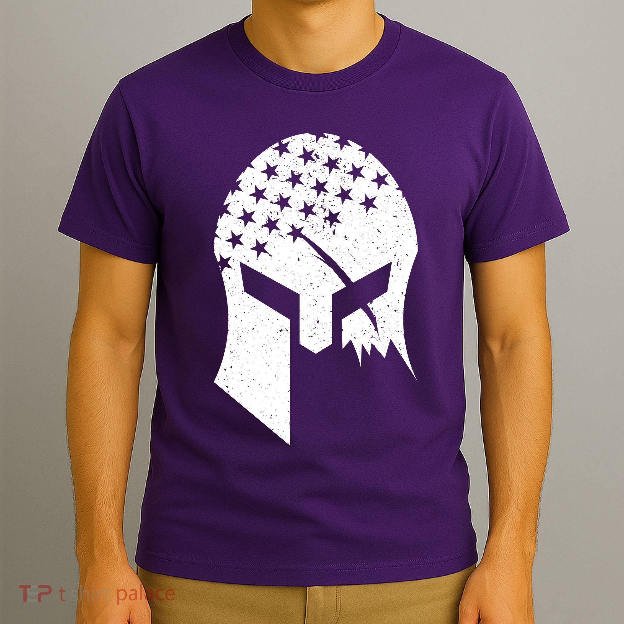 USA American Flag Warrior Skull Helmet T-Shirt