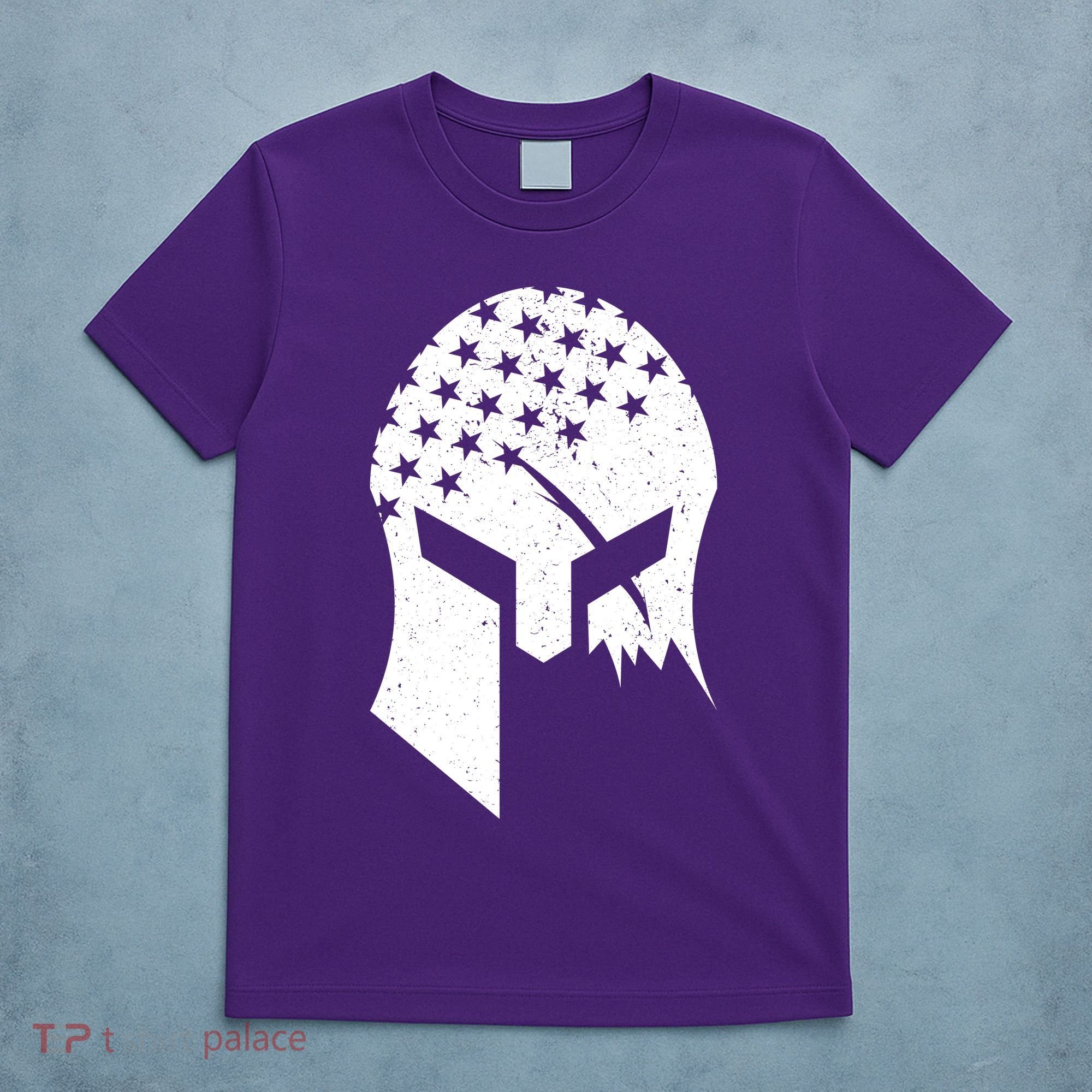 USA American Flag Warrior Skull Helmet T-Shirt