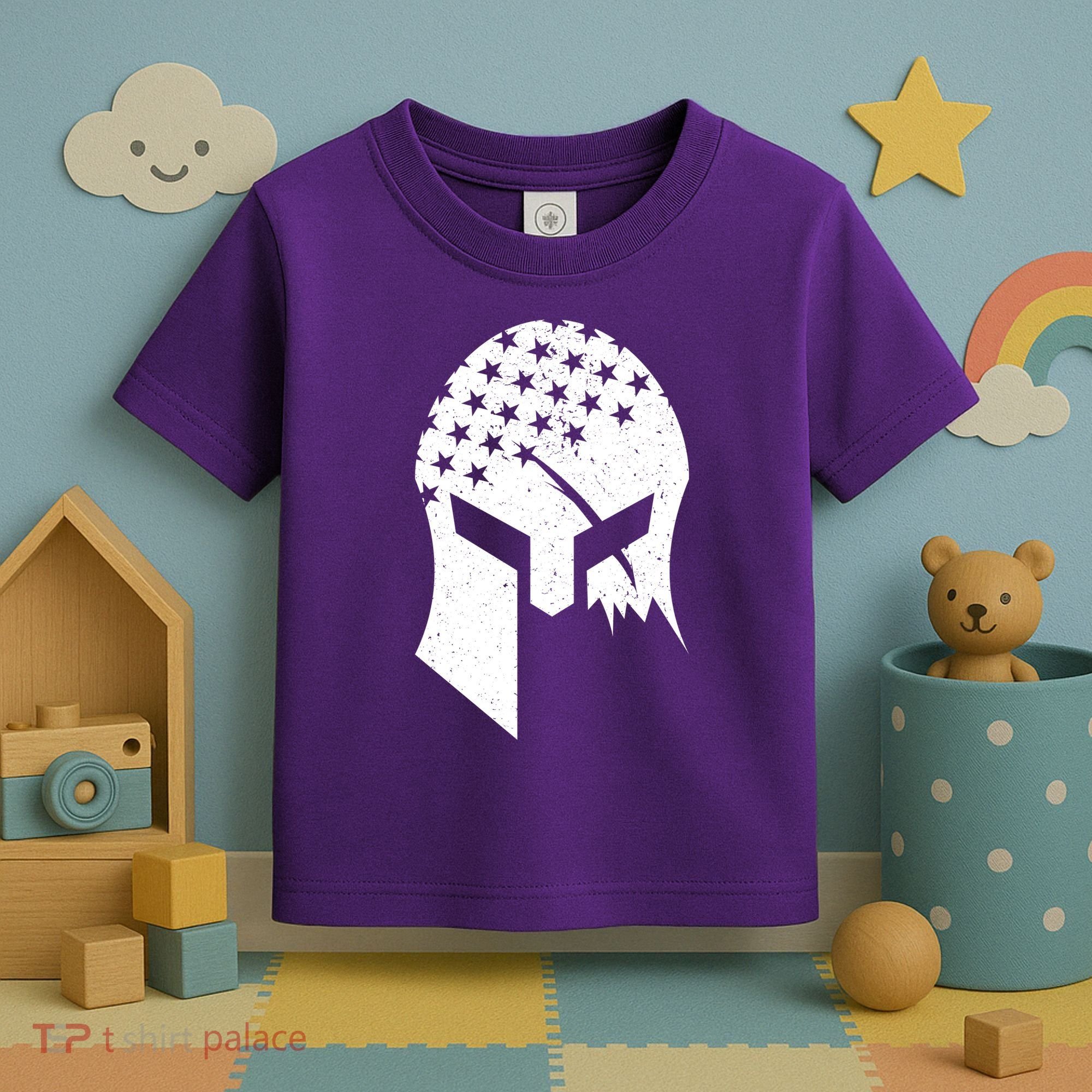 USA American Flag Warrior Skull Helmet Toddler T-Shirt