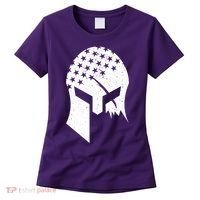 USA American Flag Warrior Skull Helmet Women's T-Shirt thumb 0
