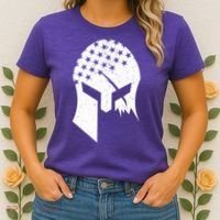 USA American Flag Warrior Skull Helmet Women's T-Shirt thumb 2