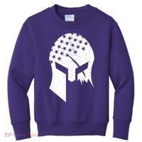 USA American Flag Warrior Skull Helmet Kids Sweatshirt thumb 0