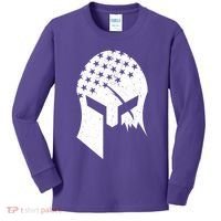 USA American Flag Warrior Skull Helmet Kids Long Sleeve Shirt thumb 0