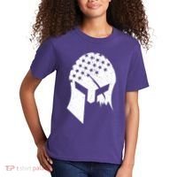 USA American Flag Warrior Skull Helmet Kids T-Shirt thumb 2