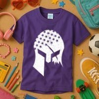 USA American Flag Warrior Skull Helmet Kids T-Shirt thumb 3