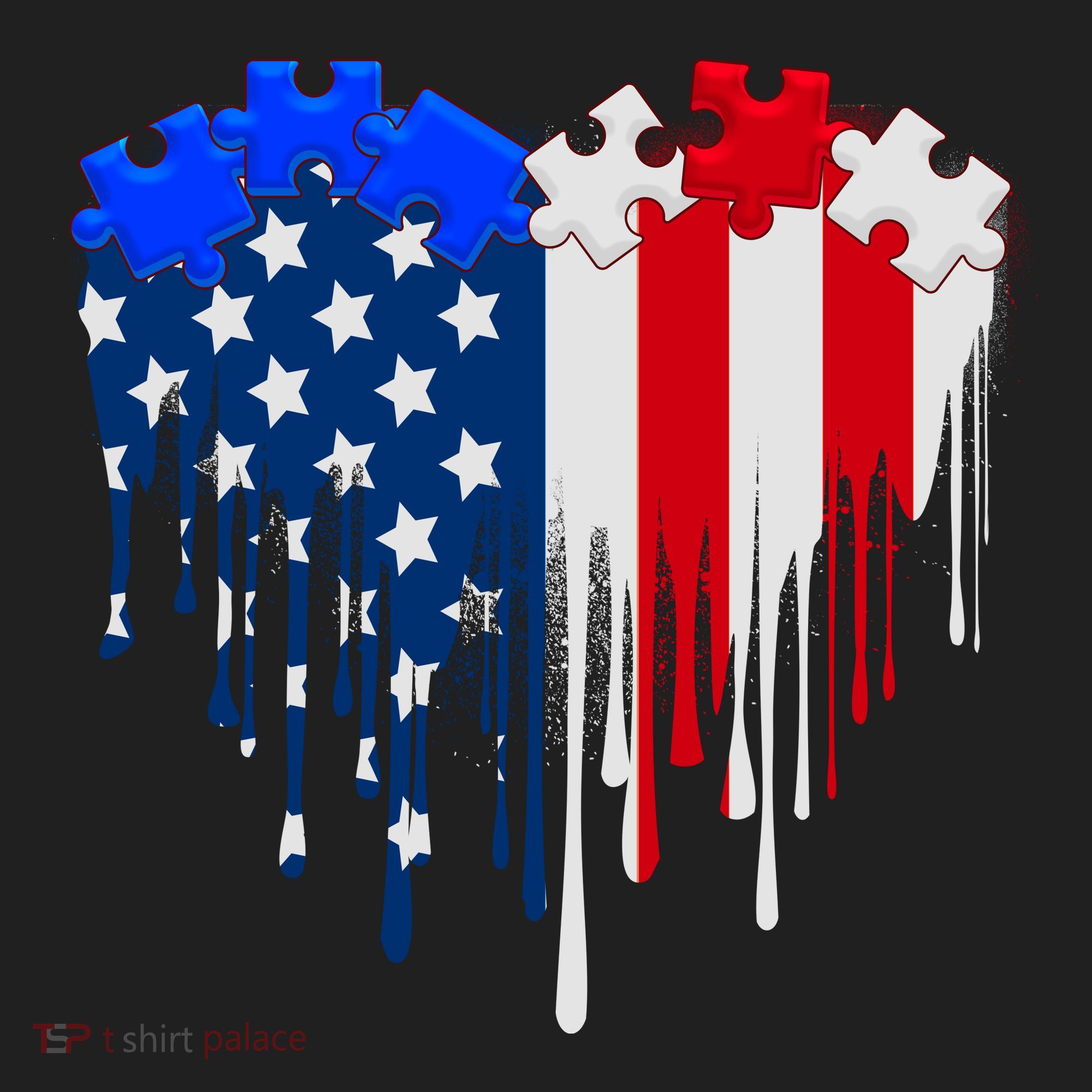 USA American Flag Puzzle Heart Women's Sweatshirt