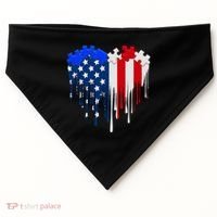 USA American Flag Puzzle Heart USA-Made Doggie Bandana thumb 0