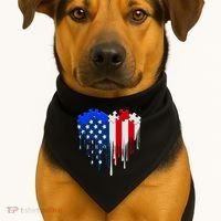 USA American Flag Puzzle Heart USA-Made Doggie Bandana thumb 1