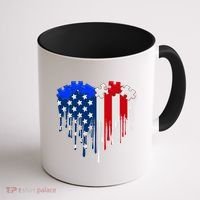 USA American Flag Puzzle Heart Coffee Mug thumb 1