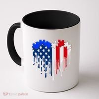 USA American Flag Puzzle Heart Coffee Mug thumb 0