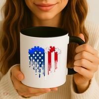 USA American Flag Puzzle Heart Coffee Mug thumb 3