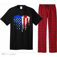 USA American Flag Puzzle Heart Pajama Set thumb 0
