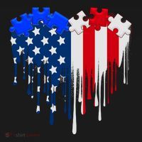 USA American Flag Puzzle Heart Women's Hoodie thumb 2