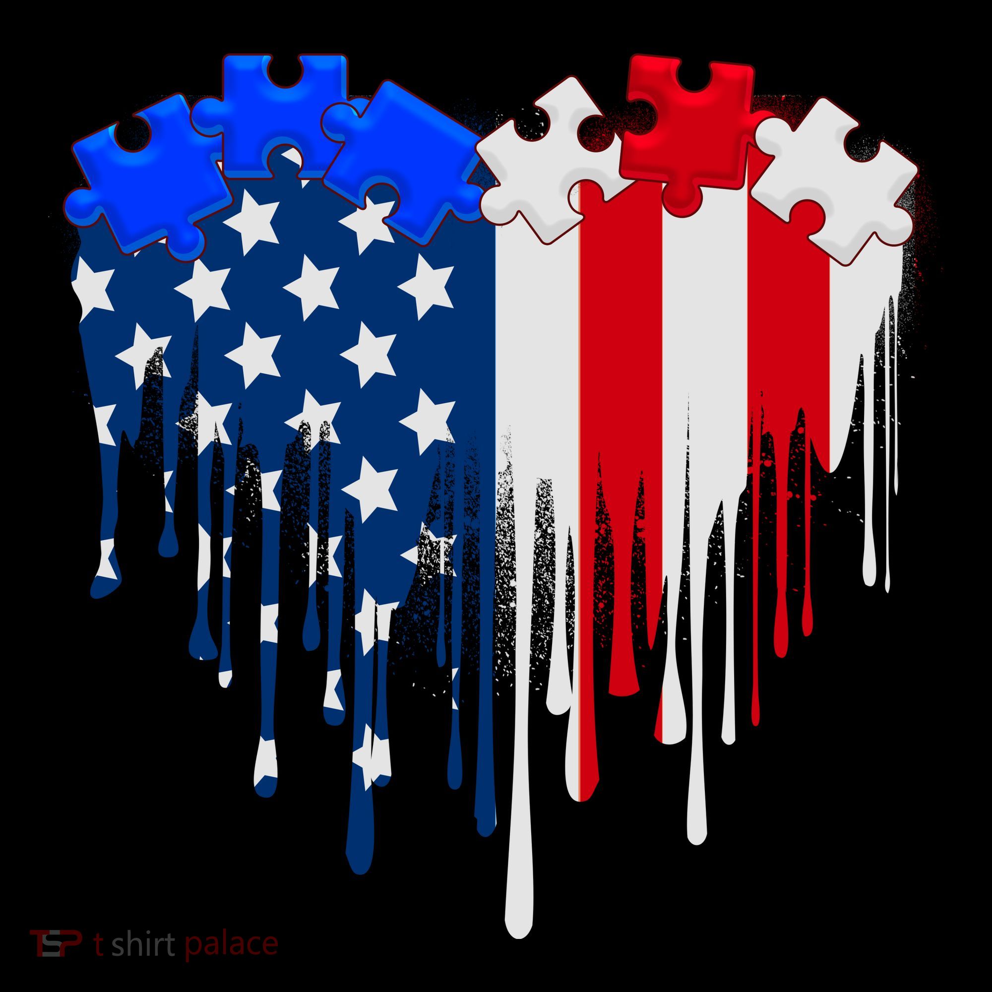 USA American Flag Puzzle Heart Women's Hoodie