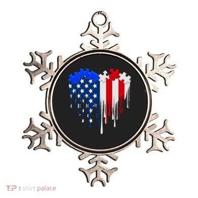 USA American Flag Puzzle Heart Ornament
