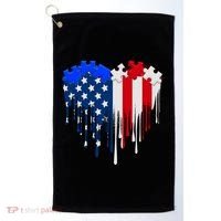 USA American Flag Puzzle Heart Golf Towel thumb 0