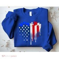 USA American Flag Puzzle Heart Sweatshirt thumb 2