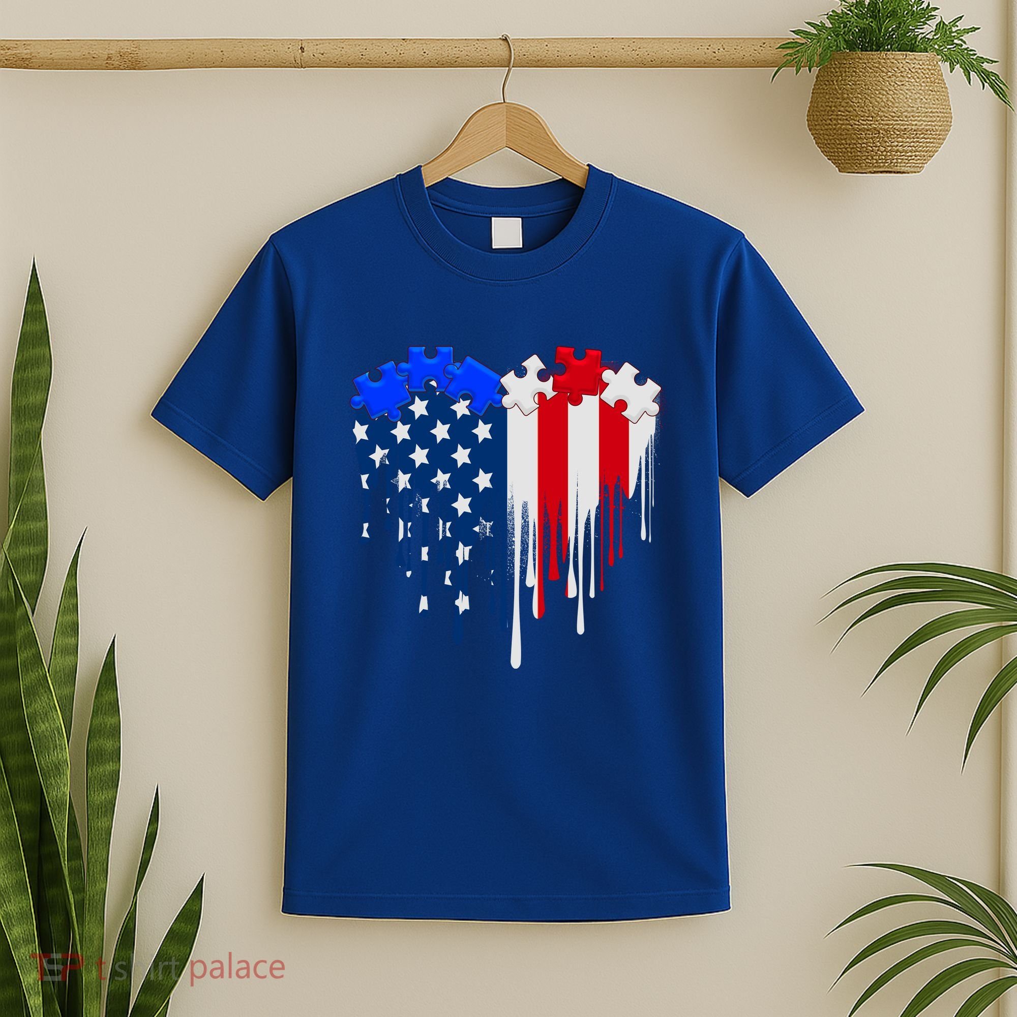 USA American Flag Puzzle Heart T-Shirt