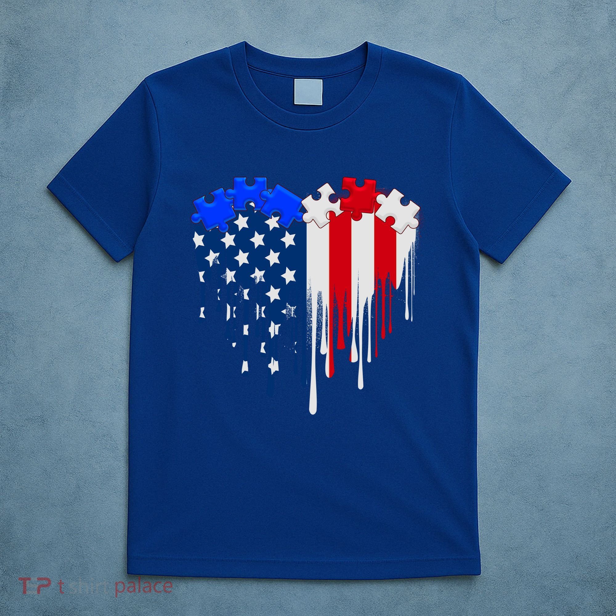 USA American Flag Puzzle Heart T-Shirt
