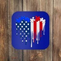 USA American Flag Puzzle Heart Coaster thumb 0