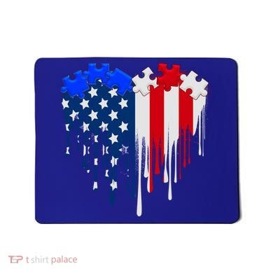 USA American Flag Puzzle Heart Mousepad