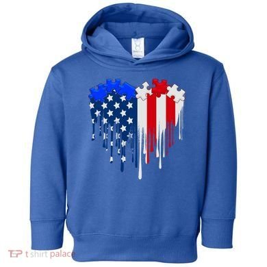 USA American Flag Puzzle Heart Toddler Hoodie